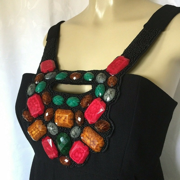 Shoshanna Beaded Cocktail Dress Black Mini 4 S - Picture 5 of 6